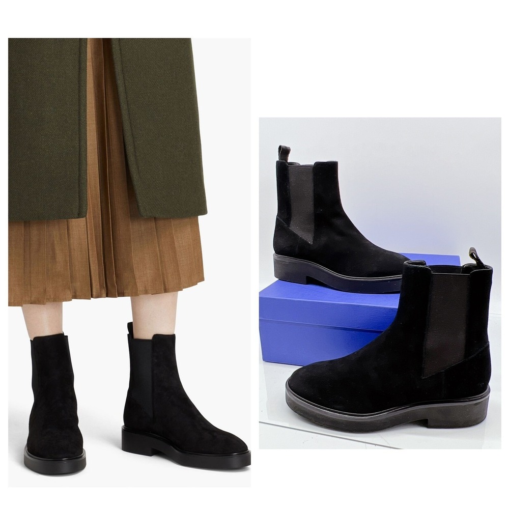 STUART WEITZMAN Henley Chelsea Boot Black Suede US 6 EU 36.5 $550 - Made SPAIN